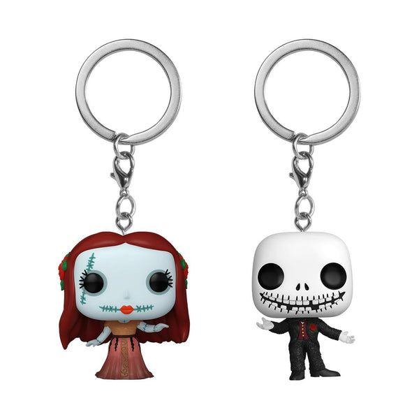 Funko Pop! Keychain: Disney the Nightmare Before Christmas - 2 Pack Holiday Jack Skellington & Sally - Disney: the Nightmare Before Christmas Novelty Keyring - Collectable Mini Figure - Gift Idea