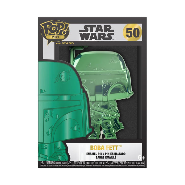 Funko Large Pop! Enamel Pin - the Mandalorian - Star Wars: Dark Side - Boba Fett Neon - Star Wars: the Mandalorian Enamel Pins - Cute Collectable Novelty Brooch - for Backpacks & Bags