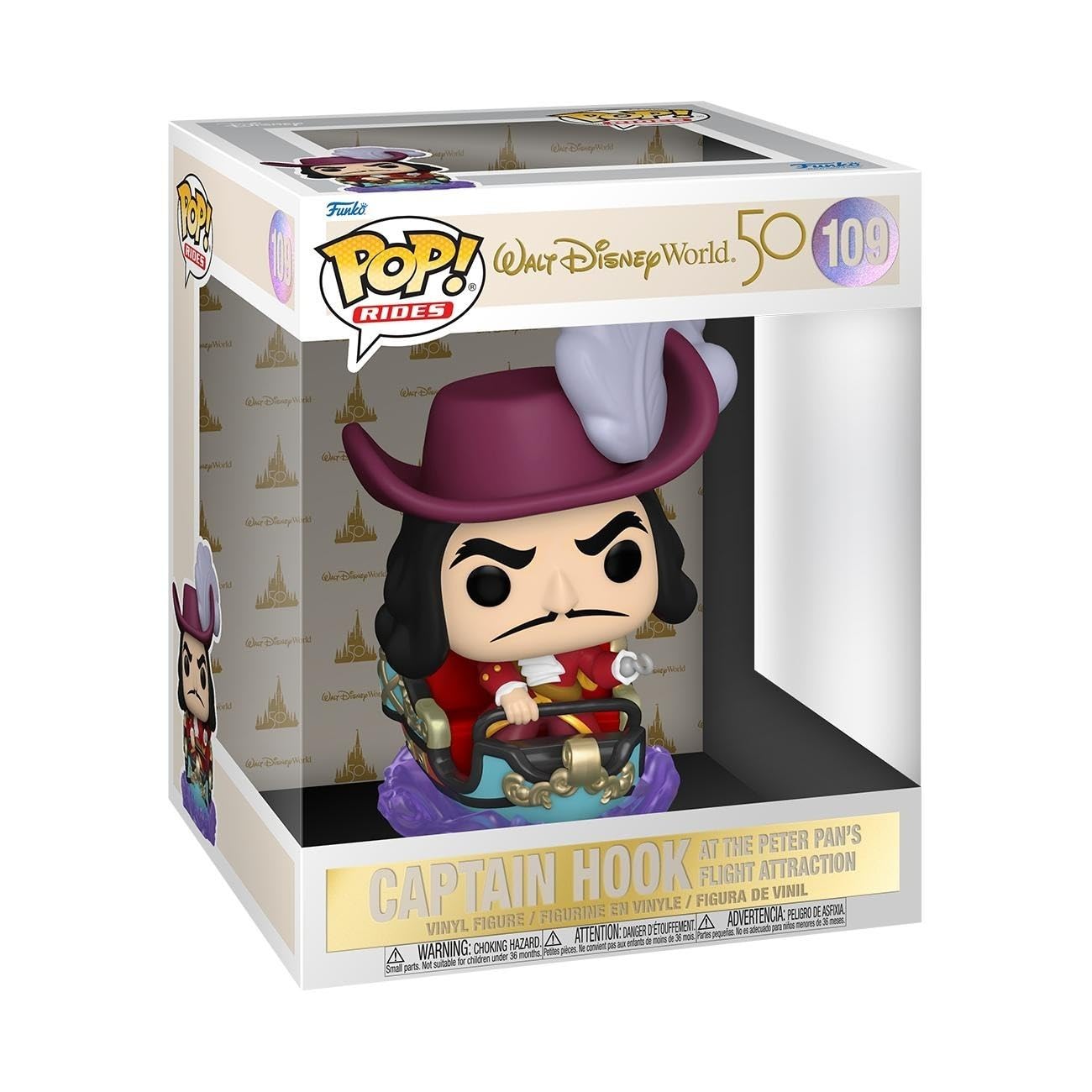 Funko Pop! Ride: WDW50- Captain Hook on Peter Pan Flight - Disney World 50th Anniversary - Collectable Vinyl Figure - Gift Idea - Official Merchandise - Toys for Kids & Adults - Movies Fans