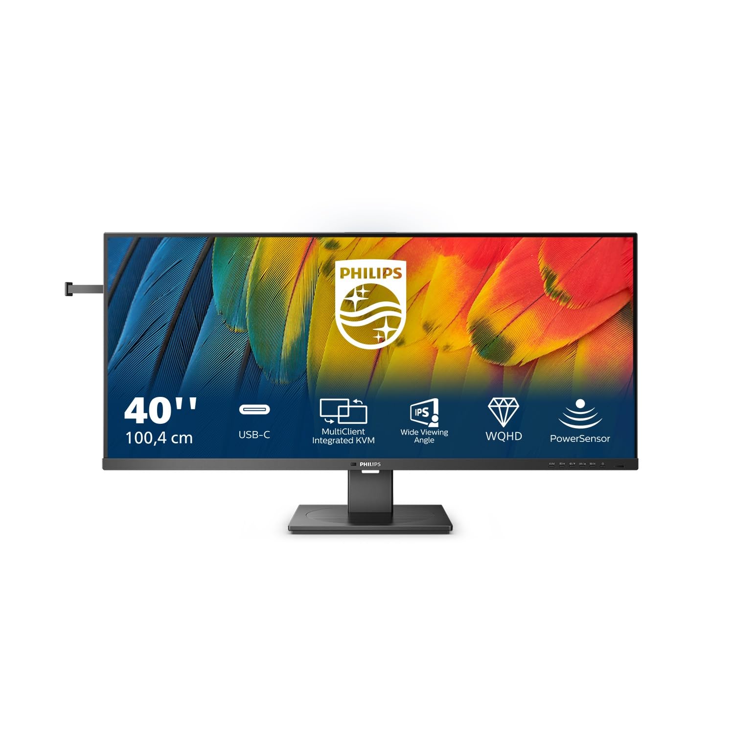 PHILIPS 40B1U5600-40 Inch Wqhd Monitor, 120Hz, Ips, 4Ms, Usb-C Pd 100W, Multiview, Hdr 400, Speakers, Power Sensors, Height Adjust (3440 X 1440 @ 120Hz, 500 Cd/M², Hdmi 2.0 / Dp 1.4 / Usb-C)