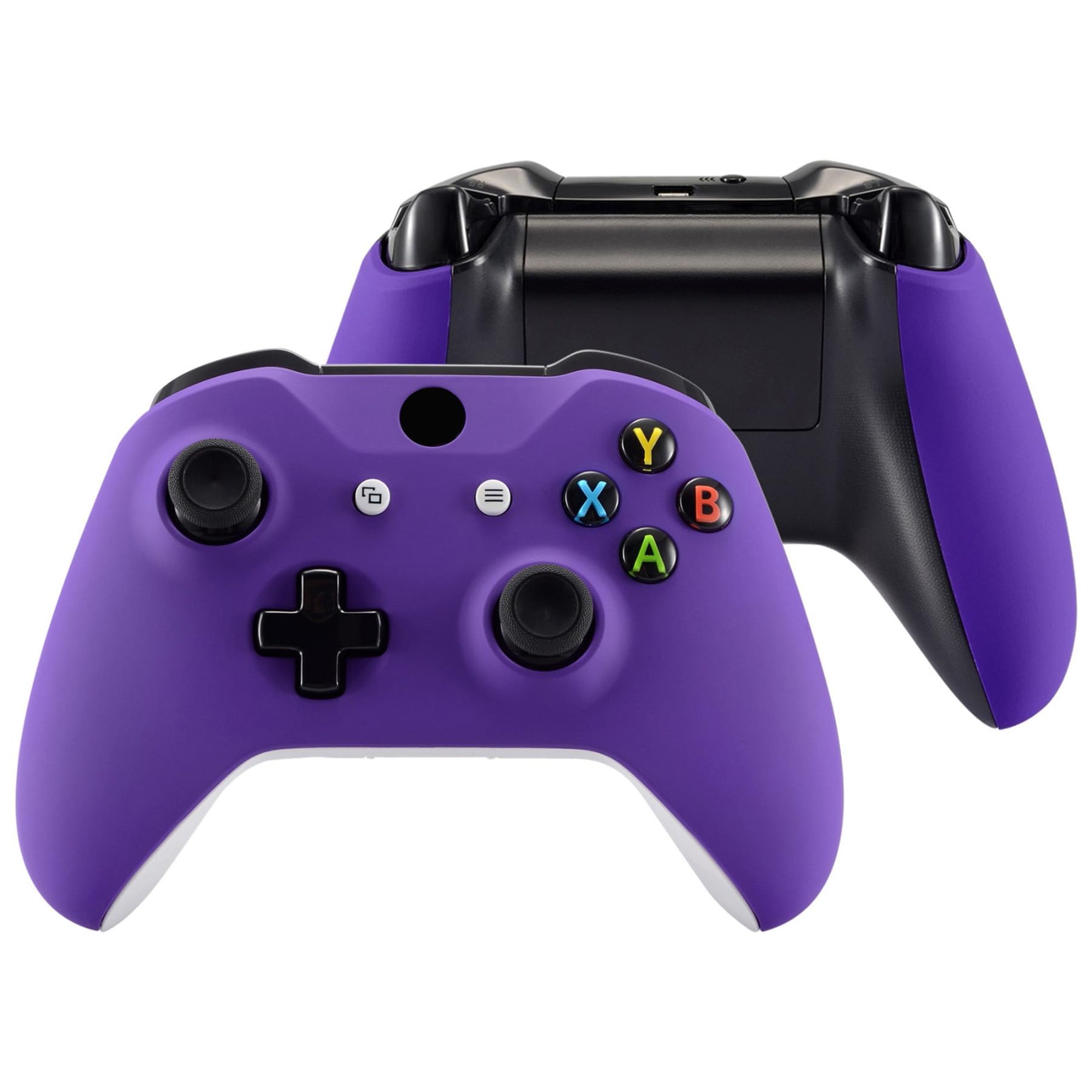 eXtremeRate Soft Touch Purple Faceplate Cover, Front Housing Shell,Soft Grip Back Panels for Xbox One X & One S Controller Model 1708