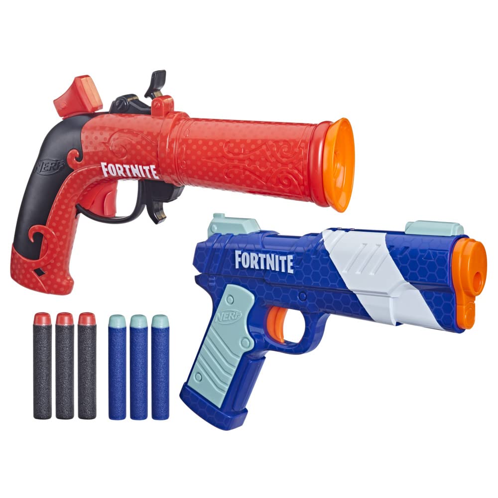 Nerf Fortnite Dual Pack Includes 2 Fortnite Blasters and 6 Nerf Elite Darts