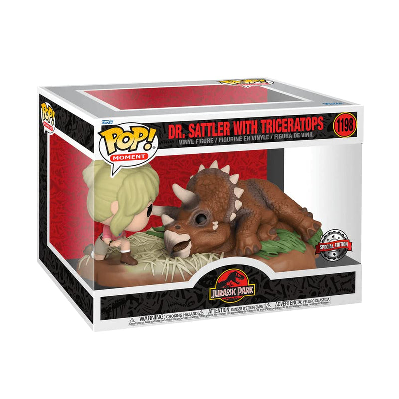 Funko Jurassic Park POP! Moment Vinyl Figurine Dr. Sattler with Triceratops Special Edition 9 cm