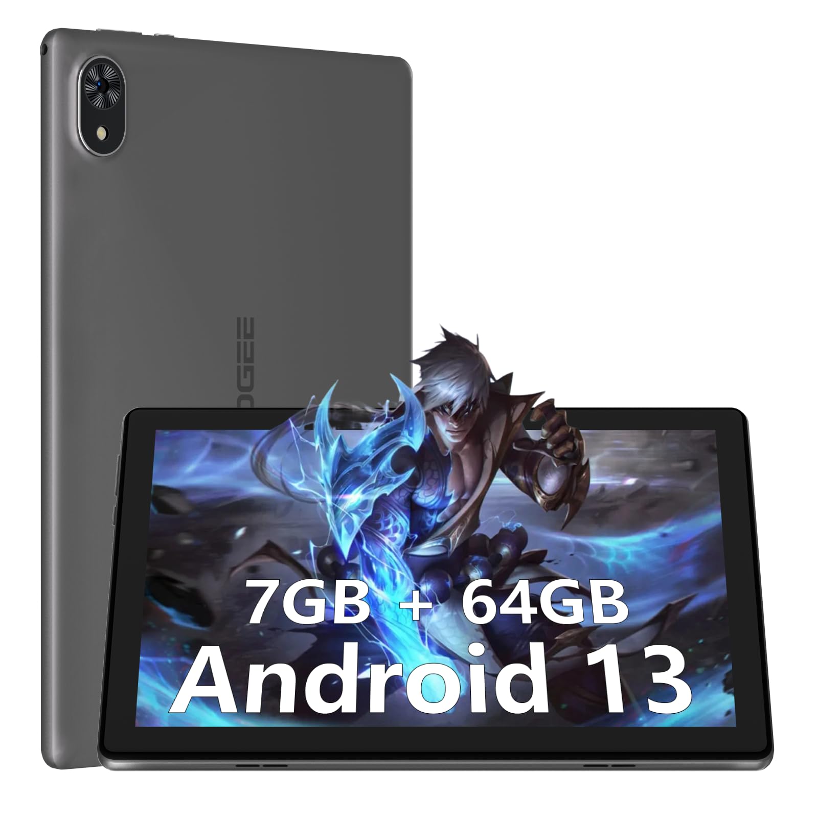 DOOGEE U9 Tablet 10 inch, 7GB RAM+ 64GB ROM(1TB TF), Android Tablet 5060mAh, Android 13 Tablet,1280 * 800 HD+ & Dual Camera &TÜV & WiFi 6 & Bluetooth 5.0 & OTG & Typ C, Grey