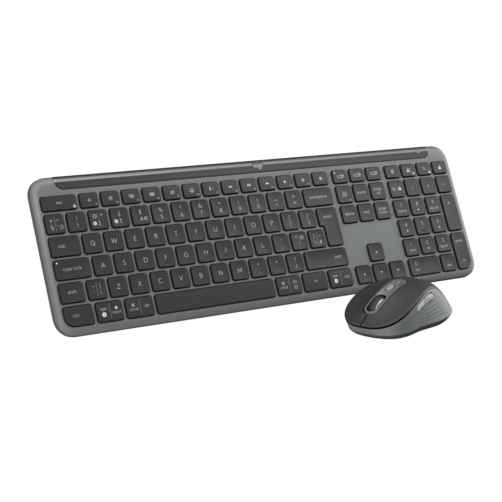 Logitech MK950 Signature Slim Wireless Keyboard and Mouse Combo, Sleek Design, Quiet Typing and Clicking, Switch Across Three Devices, Bluetooth, Multi-OS, Windows and Mac, QWERTY UK Layout - Graphite