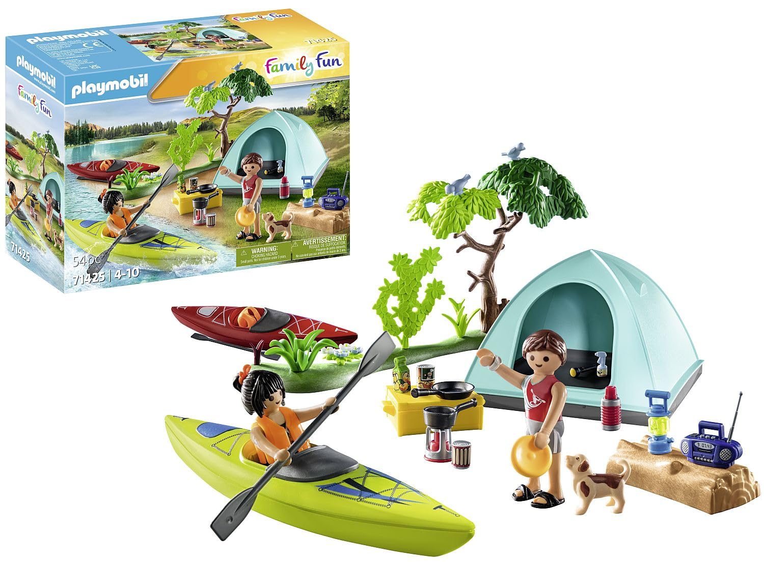 Playmobil 71425 Family Fun Campsite with Campfire, exciting outdoor adventure at the campsite, canoeing and campfires, fun imaginative role-play, playsets suitable for children ages 4+