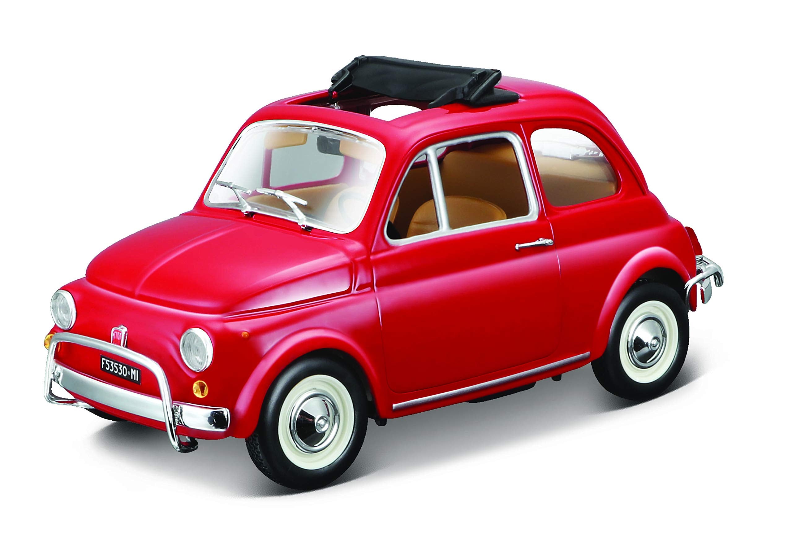 Bburago B18-22099 1968 Fiat 500L Super Car – 1:24 Scale – Incredibly Detailed Die-Cast Replica Collectible Model Vehicle, Red