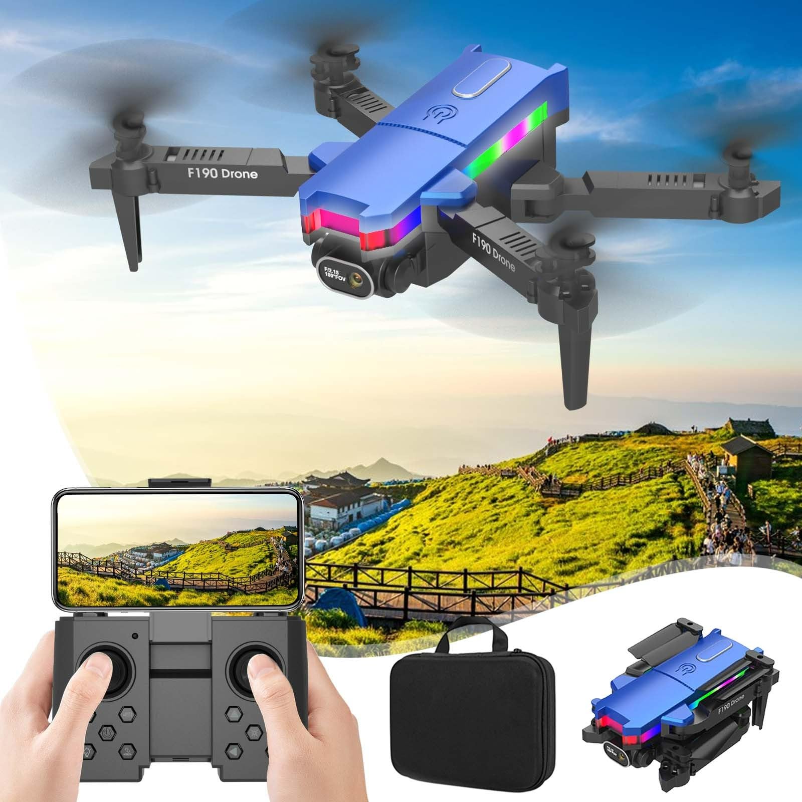 Generic Clearance Drone With Camera For Adults, Wifi Drone With Dual 4k Camera Foldable FPV RC Quadcopter For Boys Girls Headless Mode Altitude Hold Gift For Adult Beginner Get It Today Items Prime