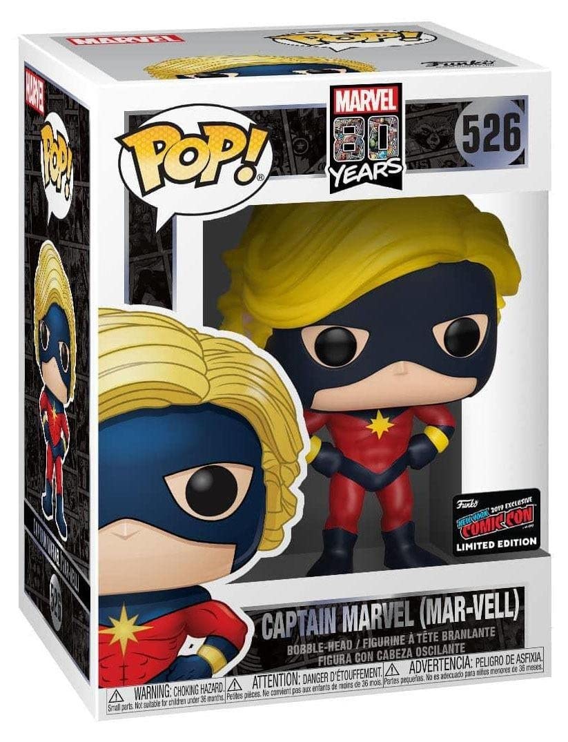 Funko MARVEL 80TH - POP VINYL FIGURES 526 CAPTAIN MARVEL (MAR-VELL) NYCC 2019 CONVENTION EXCLUSIVES