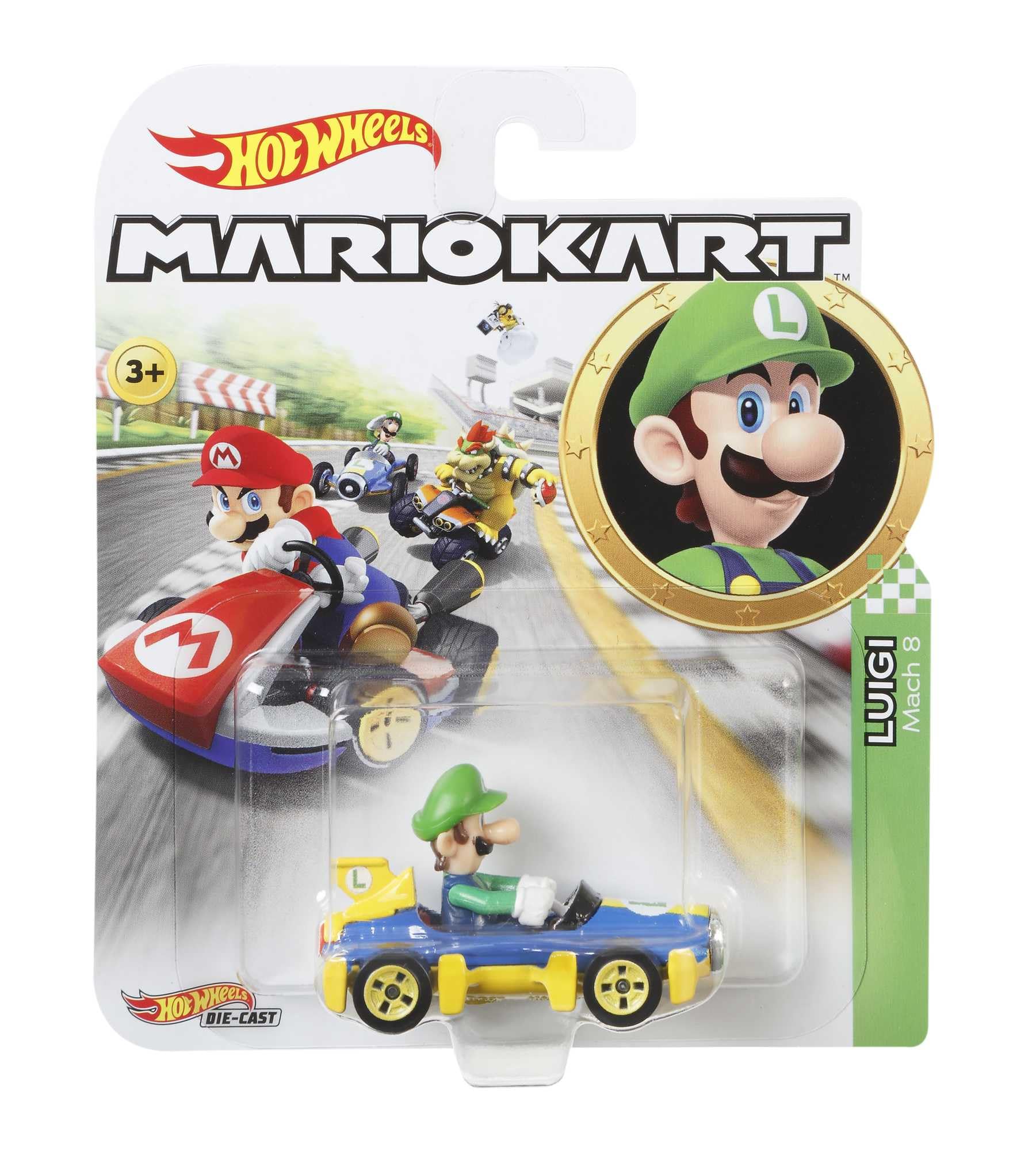 Hot Wheels Mario Kart Collection of 1:64 Scale Die-Cast Replica Vehicles, Toy Collectibles, GBG27