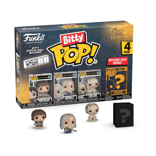 Funko Bitty Pop! Lord Of the Rings - Frodo 4PK and A Surprise Mystery Mini Figure - 0.9 Inch (2.2 Cm) - Lord Of the Rings Collectable - Stackable Display Shelf Included - Gift Idea