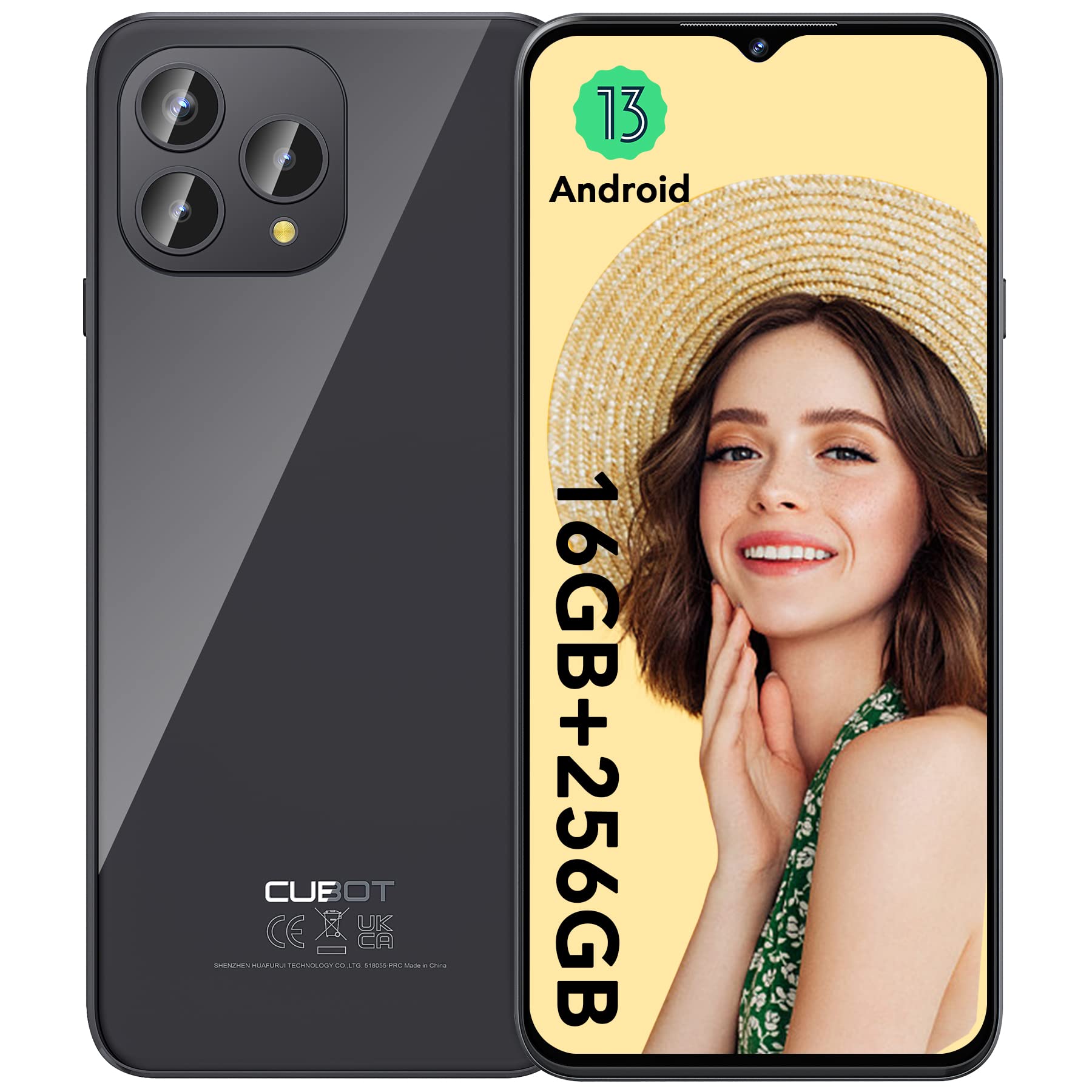 CUBOT P80 Mobile Phones, 16GB+256GB Smartphone Android 13, 48MP+24MP Camera, 6.58" FHD+ Display, 5200mAh/18W Fast Charge, Dual SIM 4G Telephone, MediaTek MT8788/Fingerprint Unlock/NFC/Headphones