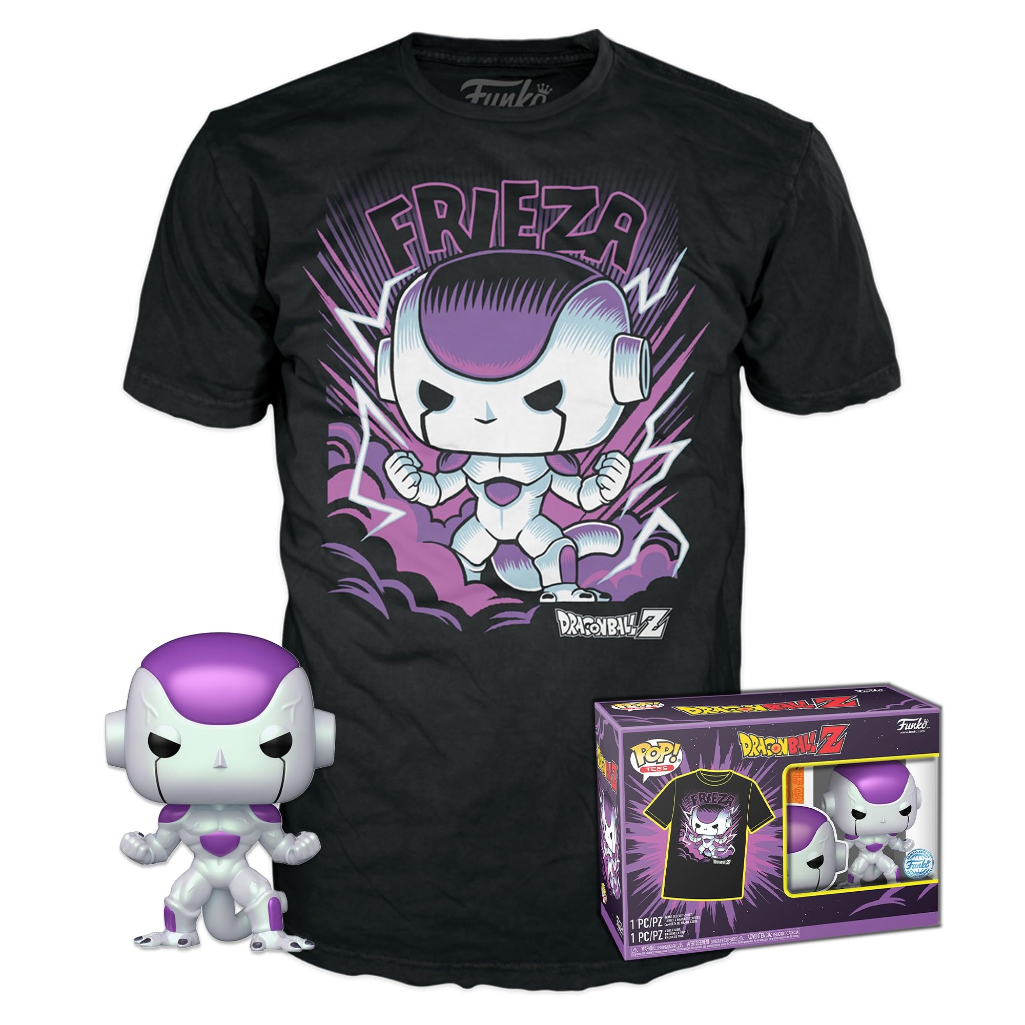 Funko Pop! & Tee: DBZ - Frieza FF - Medium - Dragon Ball - T-Shirt - Clothes With Collectable Vinyl Figure - Gift Idea - Toys and Short Sleeve Top for Adults Unisex Men and Women - Anime Fans