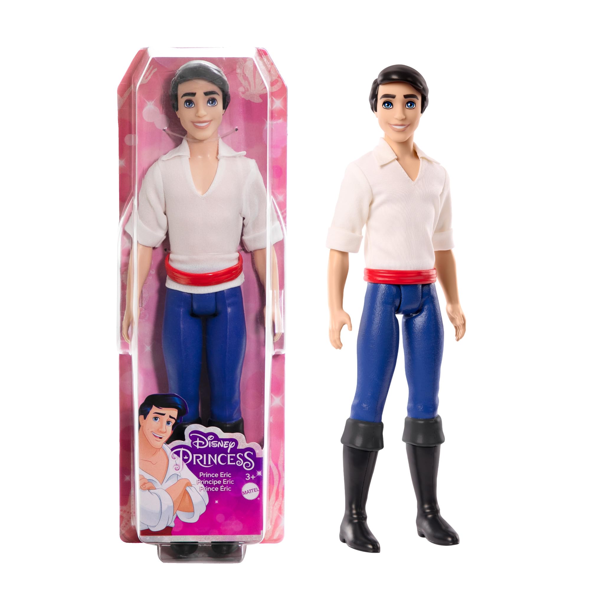 Mattel Disney Princess Toys, Posable Prince Eric Fashion Doll in Signature Look Inspired by the Disney Movie The Little Mermaid, Gifts for Kids, HLV97