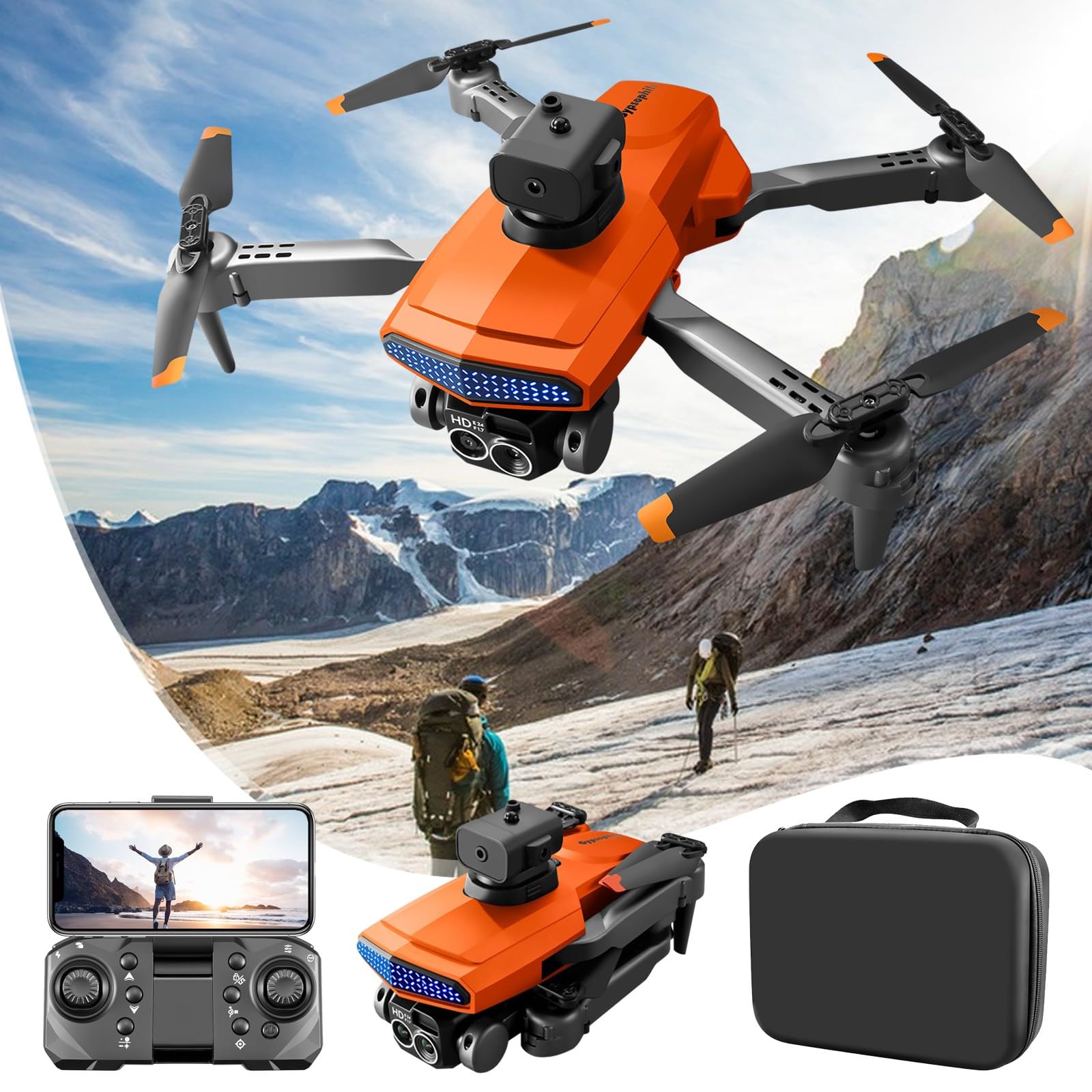 Generic Dual-camera Drone Folding UAV, 4K HD Aerial Photography Drone 5G WIFI Transmission Drone Brushless Motor Mobile Phone Control Multiple Flight Modes with Obstacle Avoidance Head Assembly