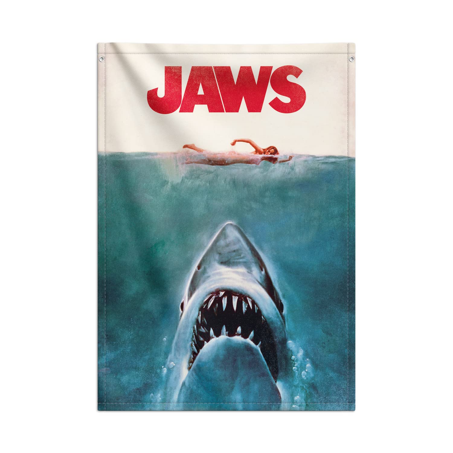 Grupo Erik Jaws Decorative Flag | 27.5 x 39.3 inches - 70 x 100 cm | Wall Tapestry - Wallscroll - Hanging scroll - Poster - Kakemono | Wall Decor