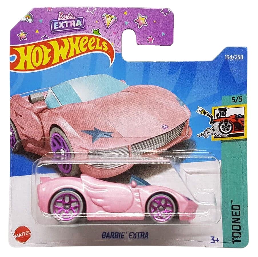 Hot Wheels - Barbie Extra - Tooned 5/5 - HCX32 - Short Card - Pink Cabriolet - Mattel 2022