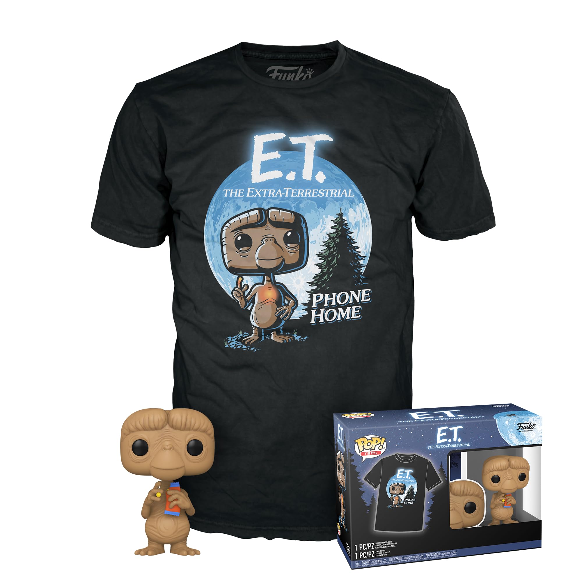 Funko Pop! & Tee: E.T.- E.T. With Reeses - Large - (L) - E.T. the Extra Terrestrial - T-Shirt - Clothes With Collectable Vinyl Figure - Gift Idea - Toys and Short Sleeve Top for Adults Unisex Men