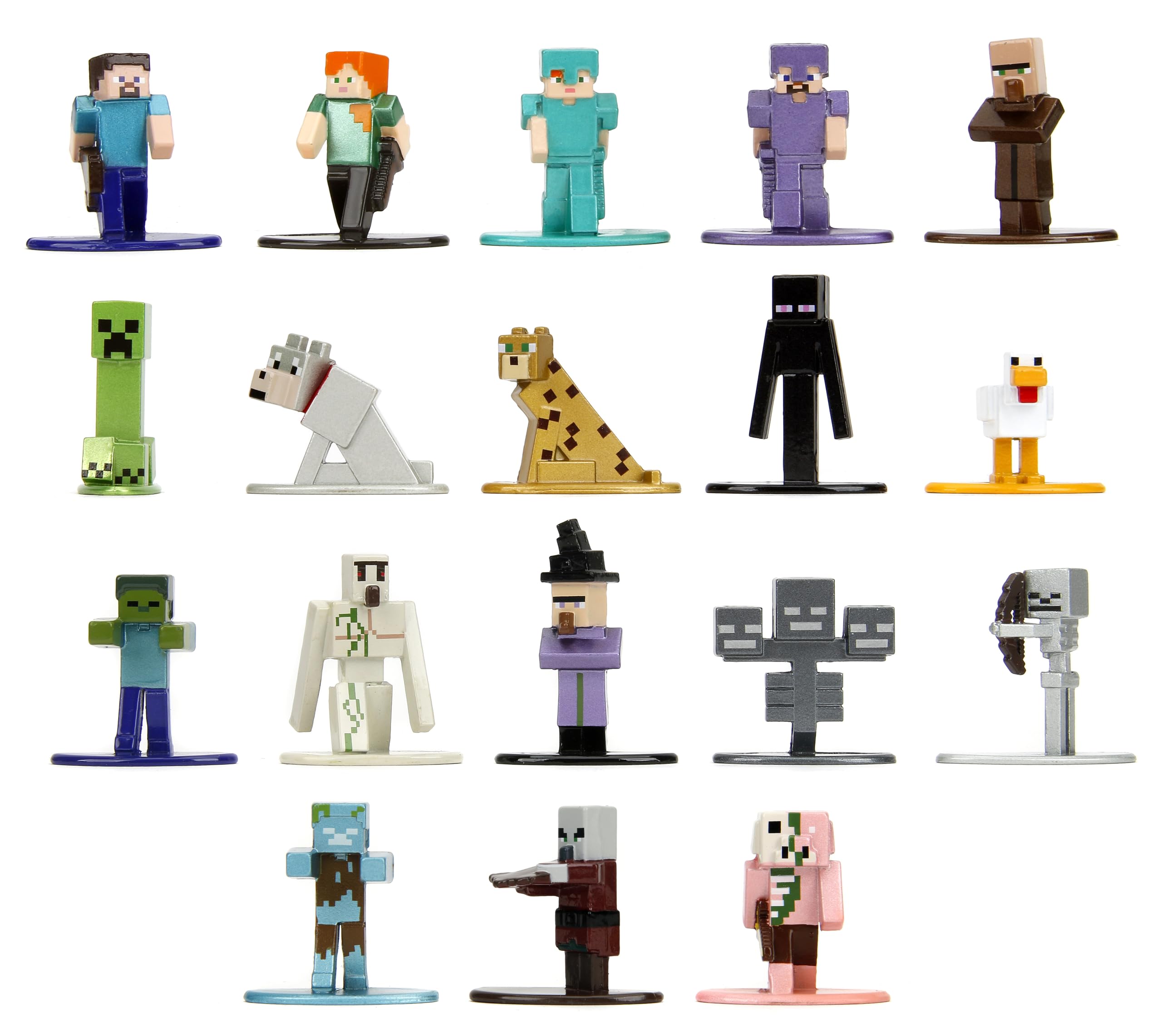 Minecraft 1.65" Nano Metalfigs 18-Pack Die-cast Figures, Toys for Kids and Adults(Wave 12)