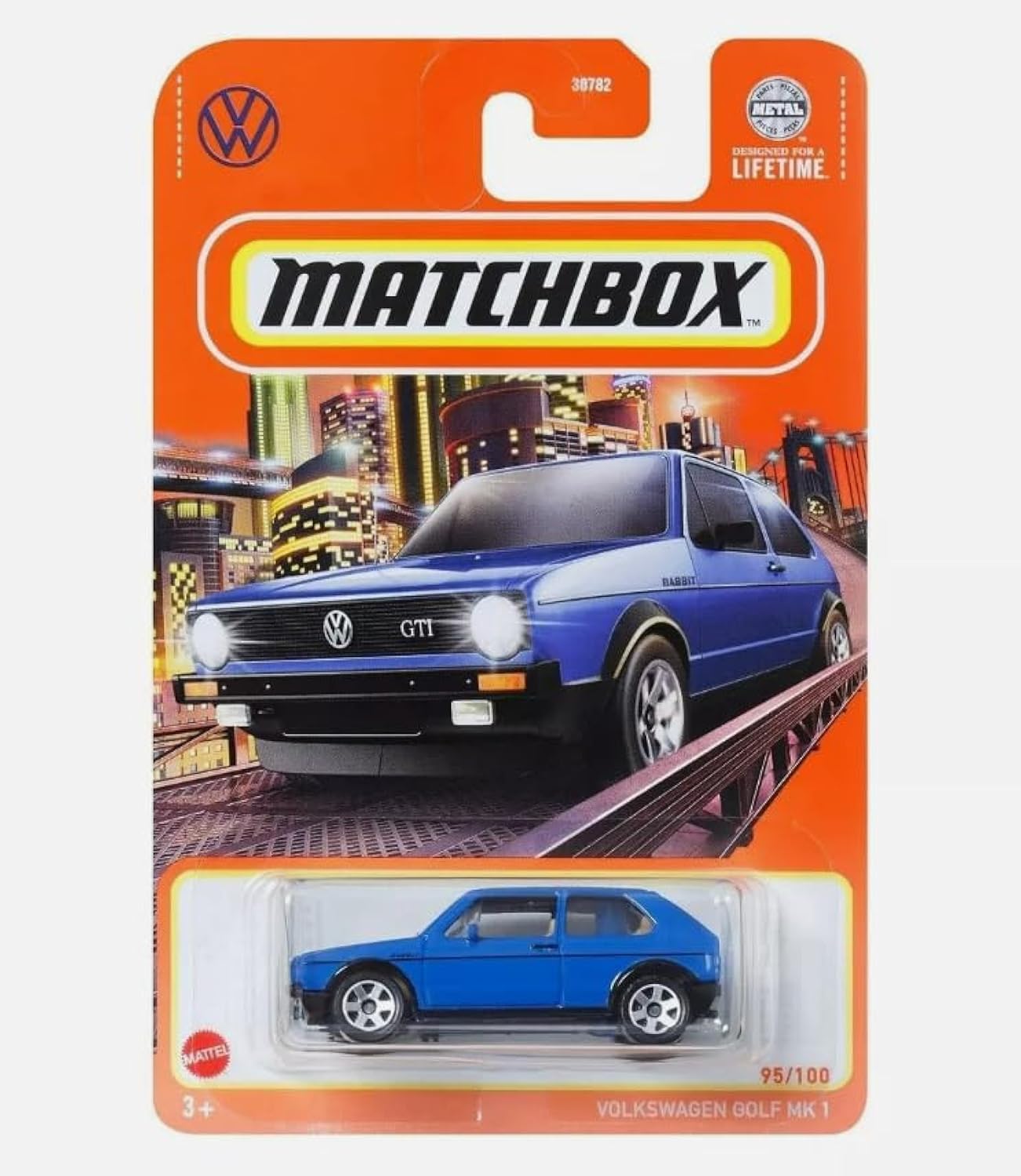 Matchbox Volkswagen Golf MK1 95/100 1:64 Scale Die-Cast Vehicle, Blue