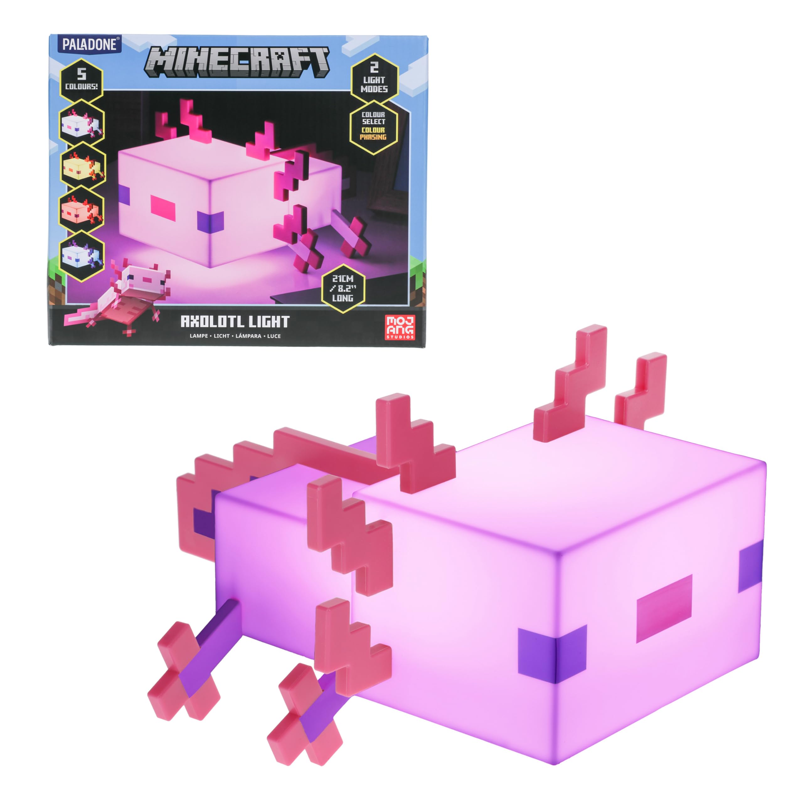 Paladone Minecraft Axolotl Light Decorate Your Desk or Bedside Table Powered by 3 x AA Batteries