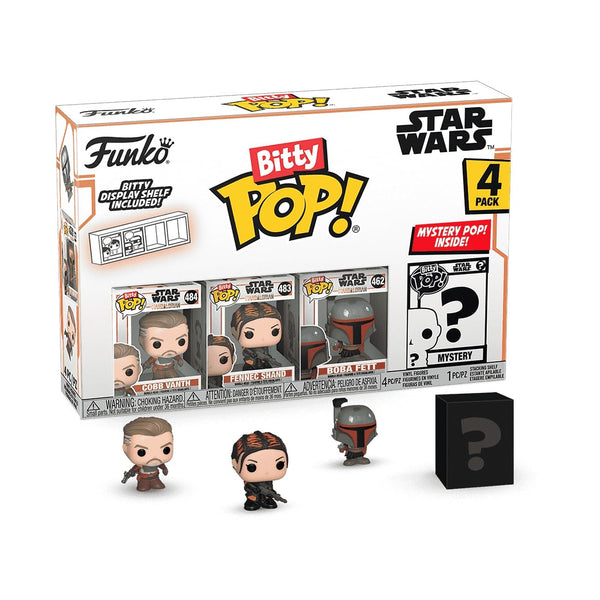 Funko Bitty POP!: Mandalorian - Cobb Vanth™, Bitty Pop! Fennec Shand™, Bitty Pop! Boba Fett™, and a mystery Bitty Pop! figure - 0.9 Inch (2.2 Cm) Collectable - Gift Idea - Cake Topper