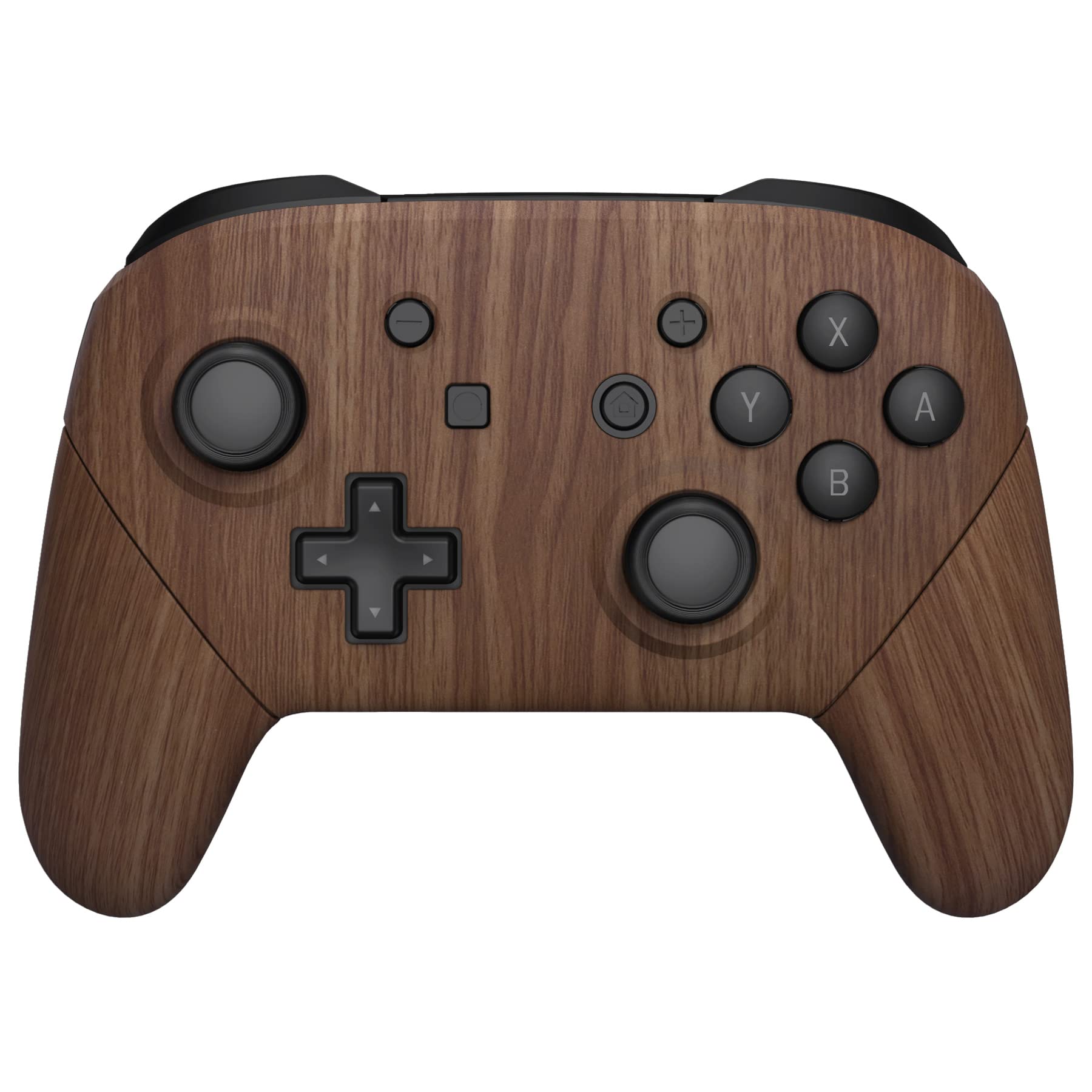 eXtremeRate Wood Grain Faceplate Backplate Handles for Nintendo Switch Pro Controller, Soft Touch Grip Replacement Housing Shell Cover Buttons for Nintendo Switch Pro - Controller NOT Included