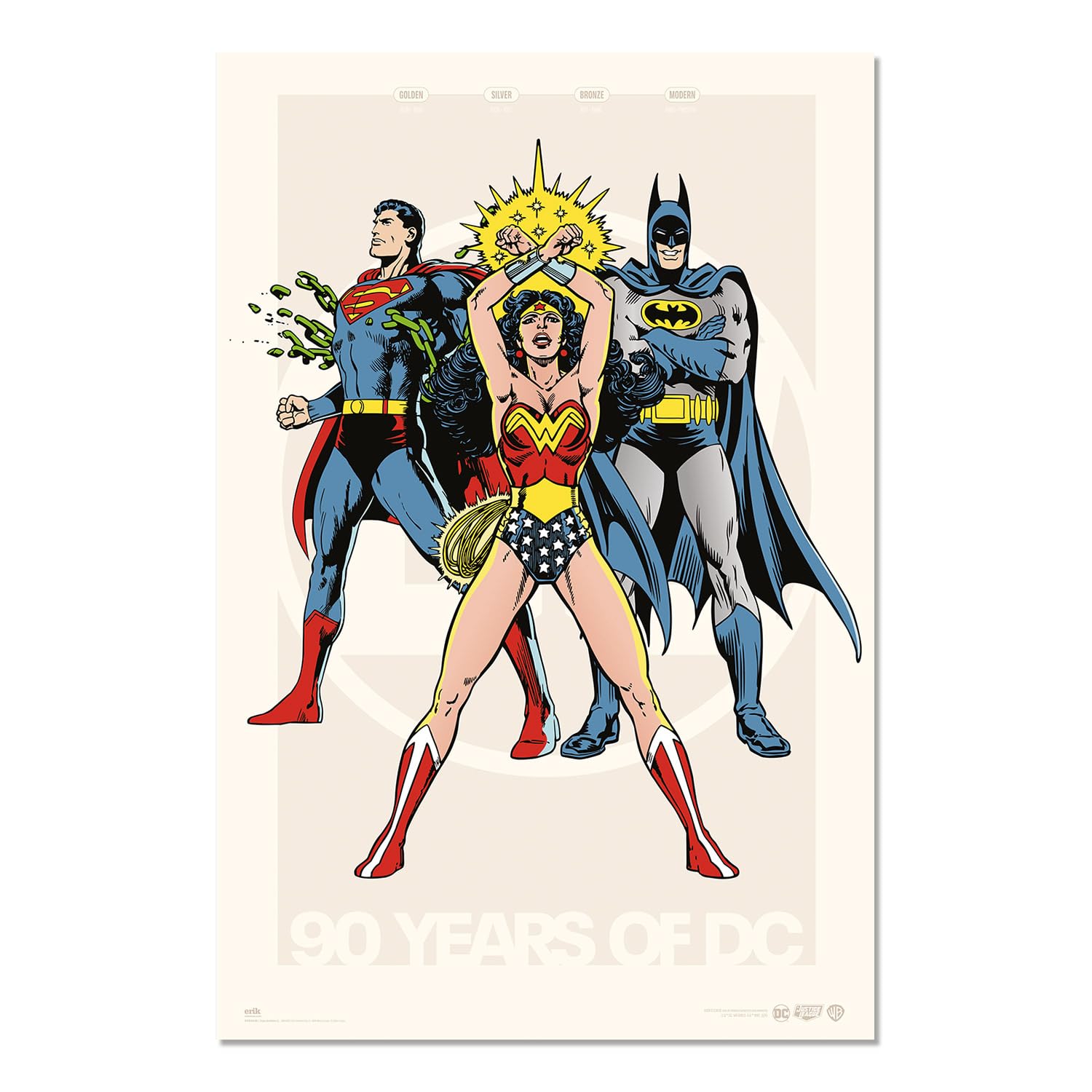 Grupo Erik DC Comics 90th Anniversary Poster - 36 x 24 inches / 91.5 x 61 cm - Shipped Rolled Up - Cool Posters - Art Poster - Posters & Prints - Wall Posters