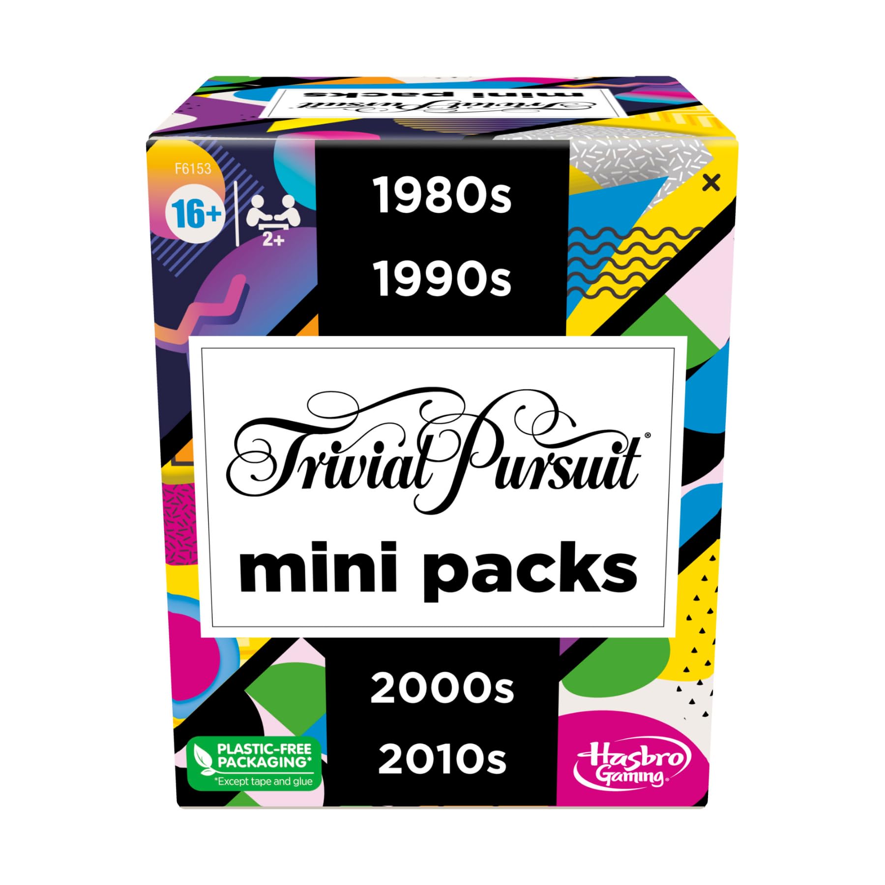 Trivial Pursuit mini packs, multipack, fun questions for adults and young people aged 16 and over, contains 4 games spanning 4 decades, language - English