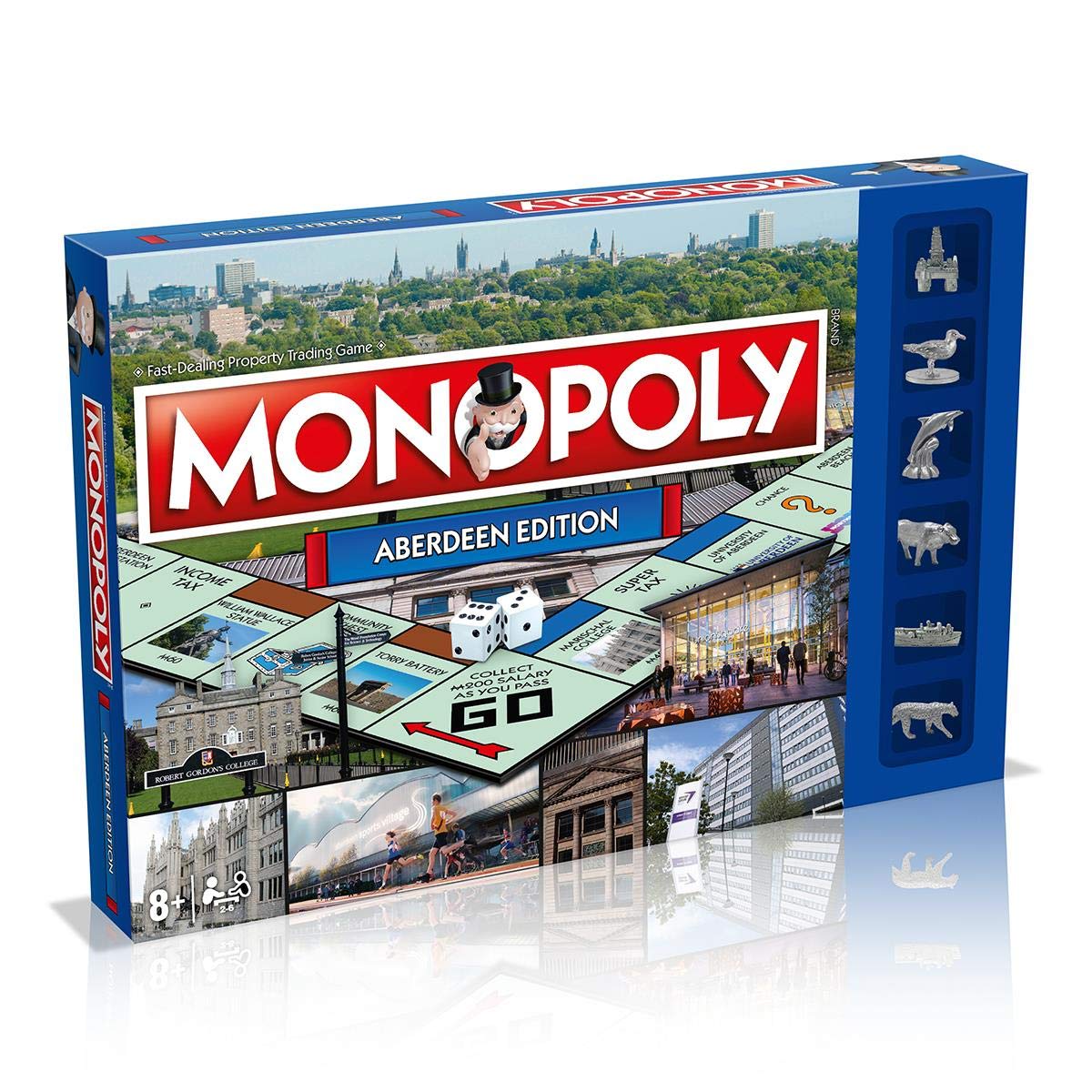 Winning Moves Aberdeen Monopoly Board Game, Advance to Castlegate, Duthie Park and Robert Gordon’s College and trade your way to success, 2–6 players makes a great gift for ages 8 plus