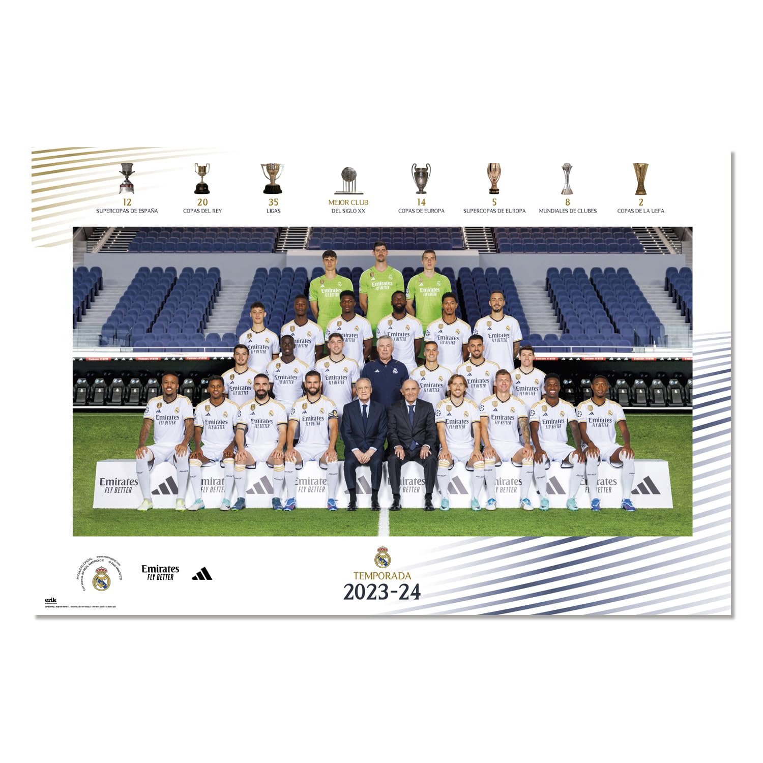 Grupo Erik Real Madrid Squad 2023/2024 Poster - 36 x 24 inches / 91.5 x 61 cm - Shipped Rolled Up - Cool Posters - Art Poster - Posters & Prints - Wall Posters