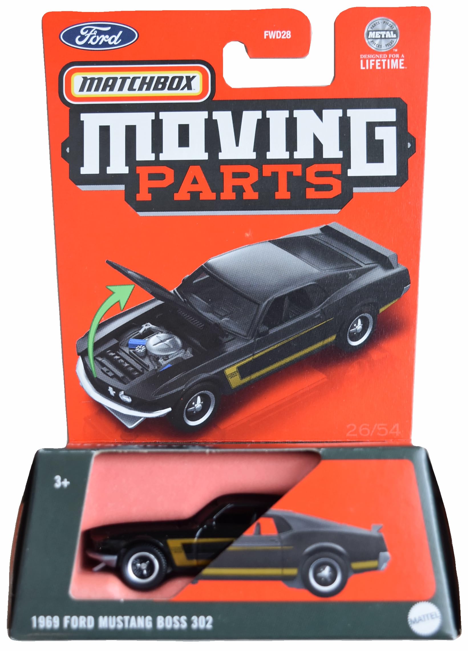 Matchbox 1969 Ford Mustang Boss 302, Moving Parts [Black]