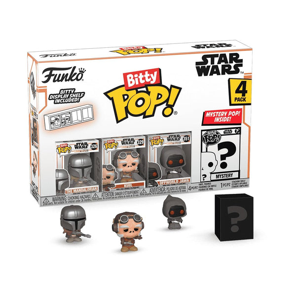 Funko Bitty POP!: Mandalorian - The Mandalorian™, Bitty Pop! Kuiil™, Bitty Pop! Offworld Jawa™, and a mystery Bitty Pop! figure - 0.9 Inch (2.2 Cm) Collectable - Gift Idea - Cake Topper