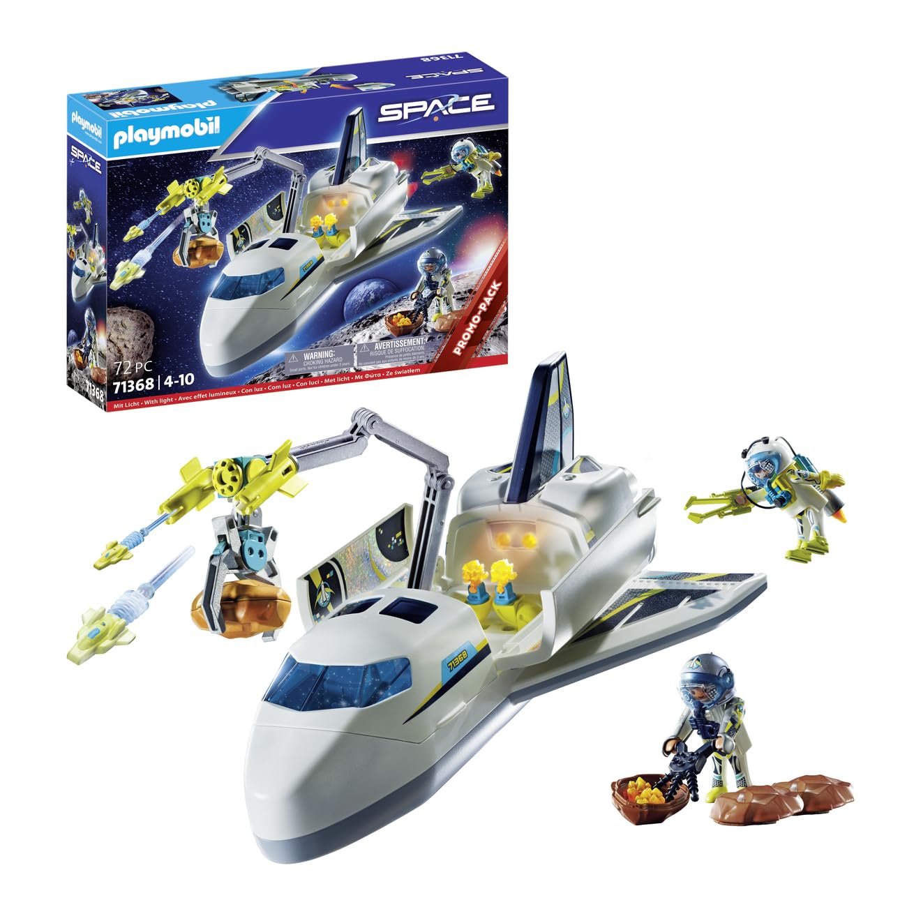 Playmobil 71368 Mission Space Shuttle Promo Pack, space flight, astronauts in research gear, outer space mission, fun imaginative role-play, playset suitable for children ages 4+