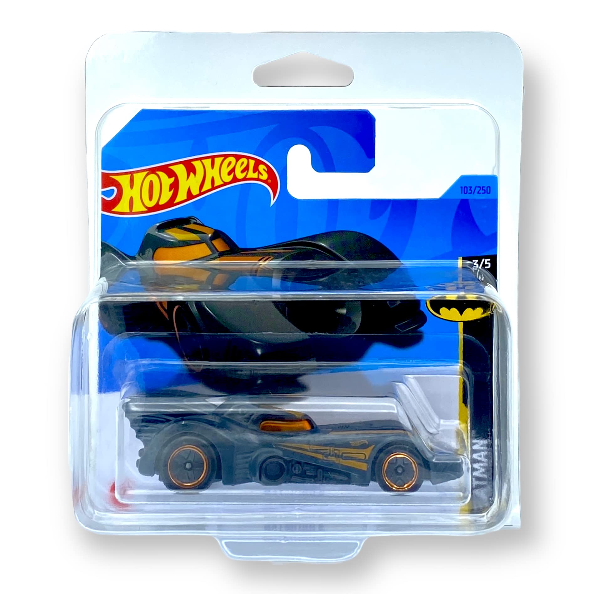 Hot Wheels Batmobile (Dark Grey & Orange) 3/5 Batman 2023-103/250 (Short Card) - COMES IN A KLAS CAR KEEPER PROTECTIVE COLLECTORS CASE - HKG99