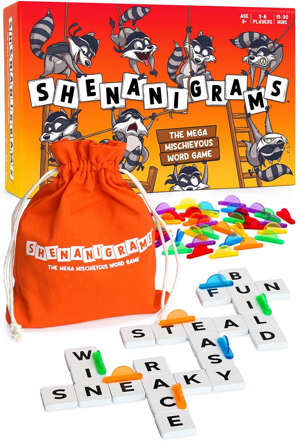 Shenanigrams – The Mega-Mischievous Word Game! A Super Fun & Fast Family Party Game for Kids, Teens & Adults - Great for Travel, Couples & Family Board Games Night