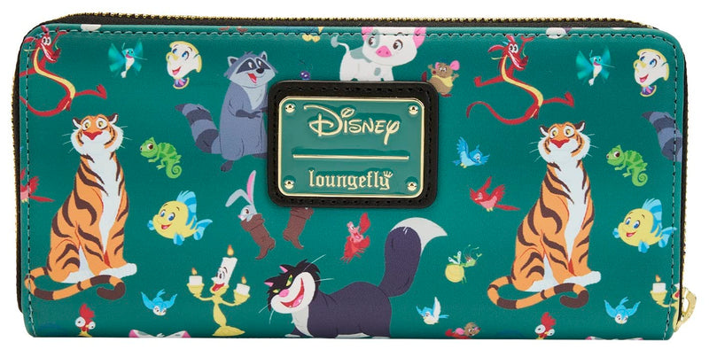 Loungefly Disney Princess Sidekicks All Over Print Mini Backpack Bag Wallet, Teal, Wallet