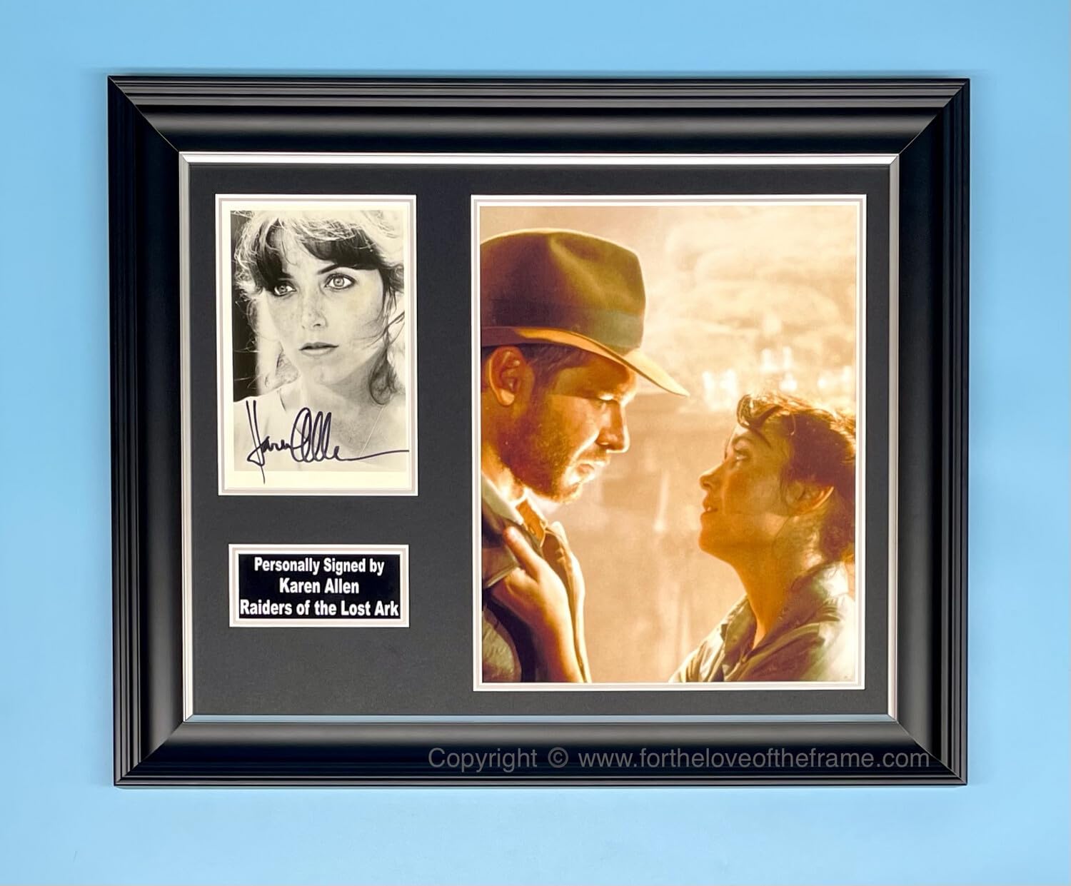 Karen Allen Signed Autograph Movie Memorabilia Raiders Of The Lost Ark Photo Poster In Luxury Handmade Wooden Frame & AFTAL Certificate Of Authenticity