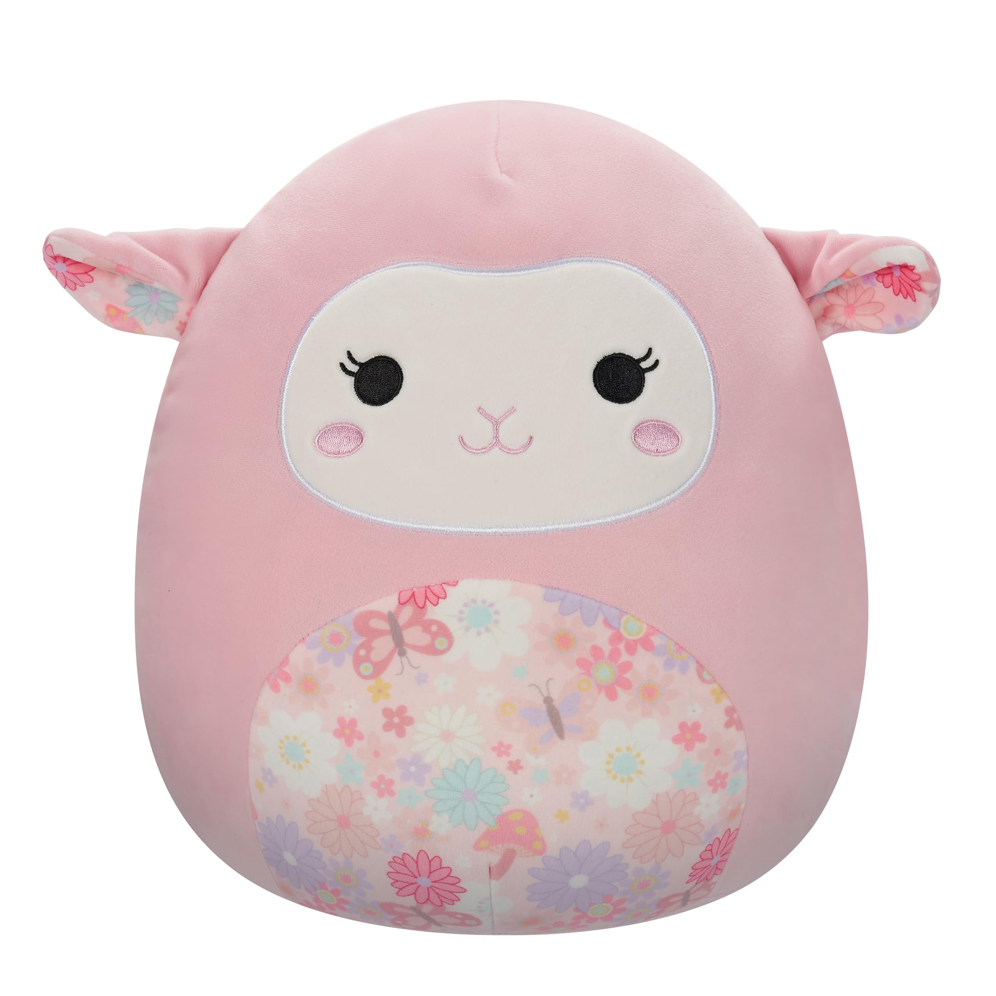 Squishmallows SQCR05430 12-Inch-Lala The Pink Lamb with Floral Ears and Belly, Multicolour