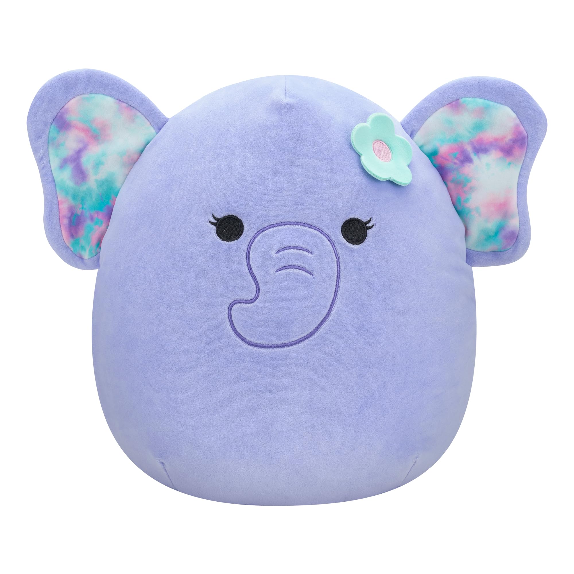 Squishmallows SQCR05378 7.5-Inch-Anjali The Purple Elephant with Flower Pin, Multicolour