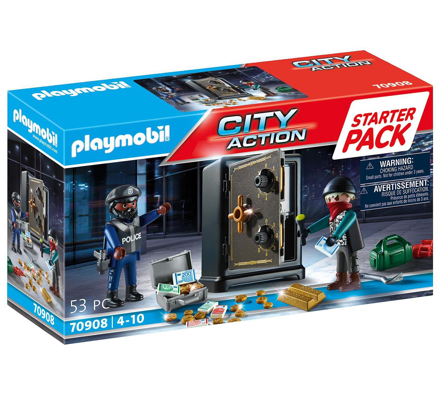 Playmobil 70908 City Action Starter Pack Police Bank Robbery, Suitable Playset for Children Ages 4+