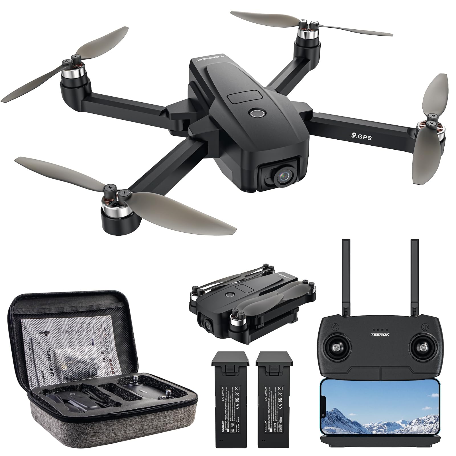 TEEROK T18S GPS Drones with Cameras for Adults 4K, 5G FPV Drone with Brushless Motor, Auto Return, RC Quadcopter with Follow Me, Optical Flow, 44 Mins Long Flight Time