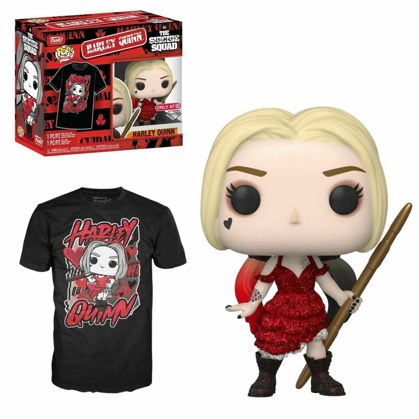 Suicide Squad 2021 POP! & Tee Box (Extra Large) Harley Quinn Diamond Glitter Collection Funko Pop! Vinyl Figure & T-Shirt Box Set