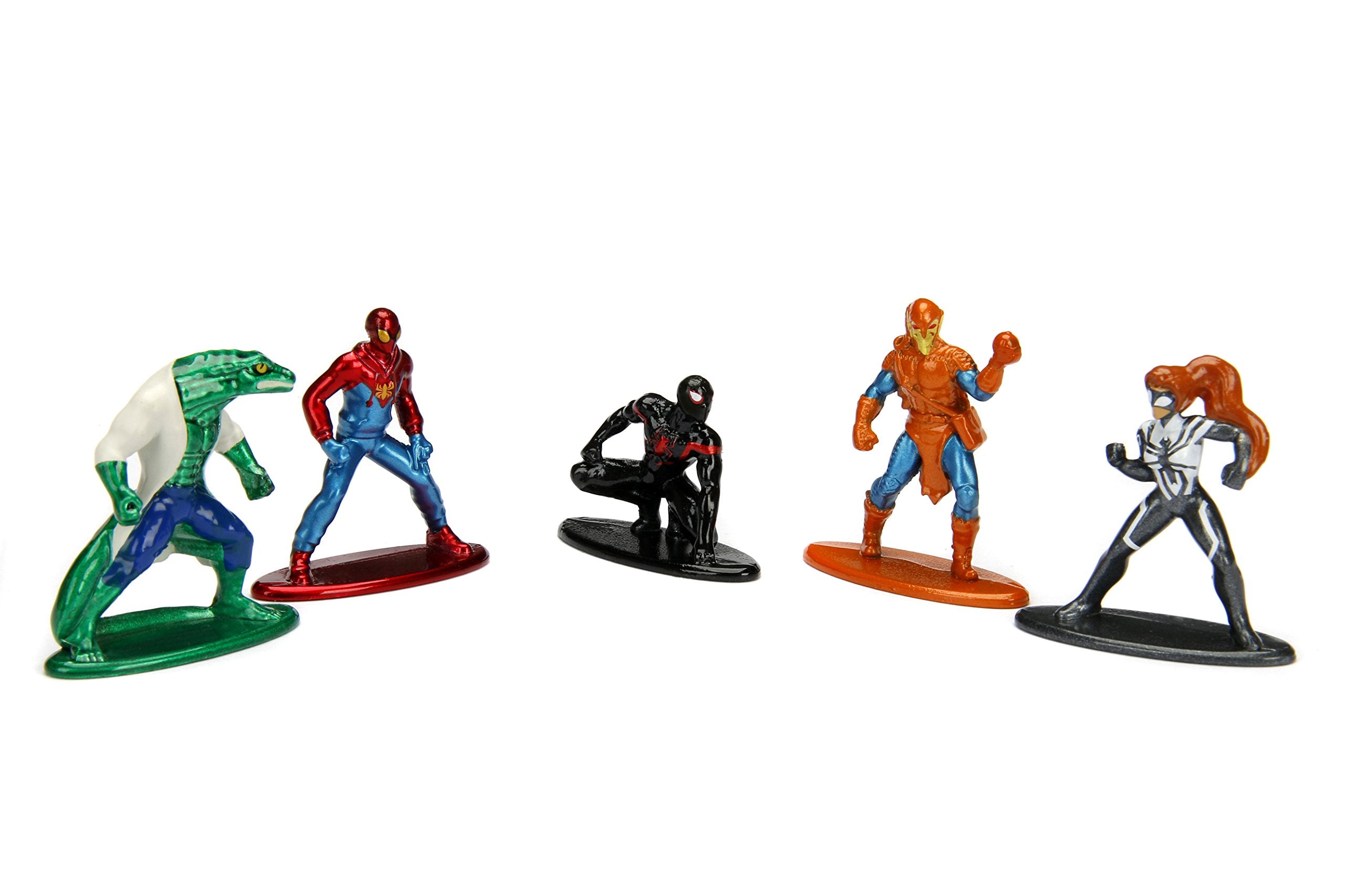 Marvel Spider-Man 5 Pack - Nano Metalfigs 4 cm Collectible Figure 99252 Detailed Design, Made Diecast Metal, Small Figures Perfect for Any Collector