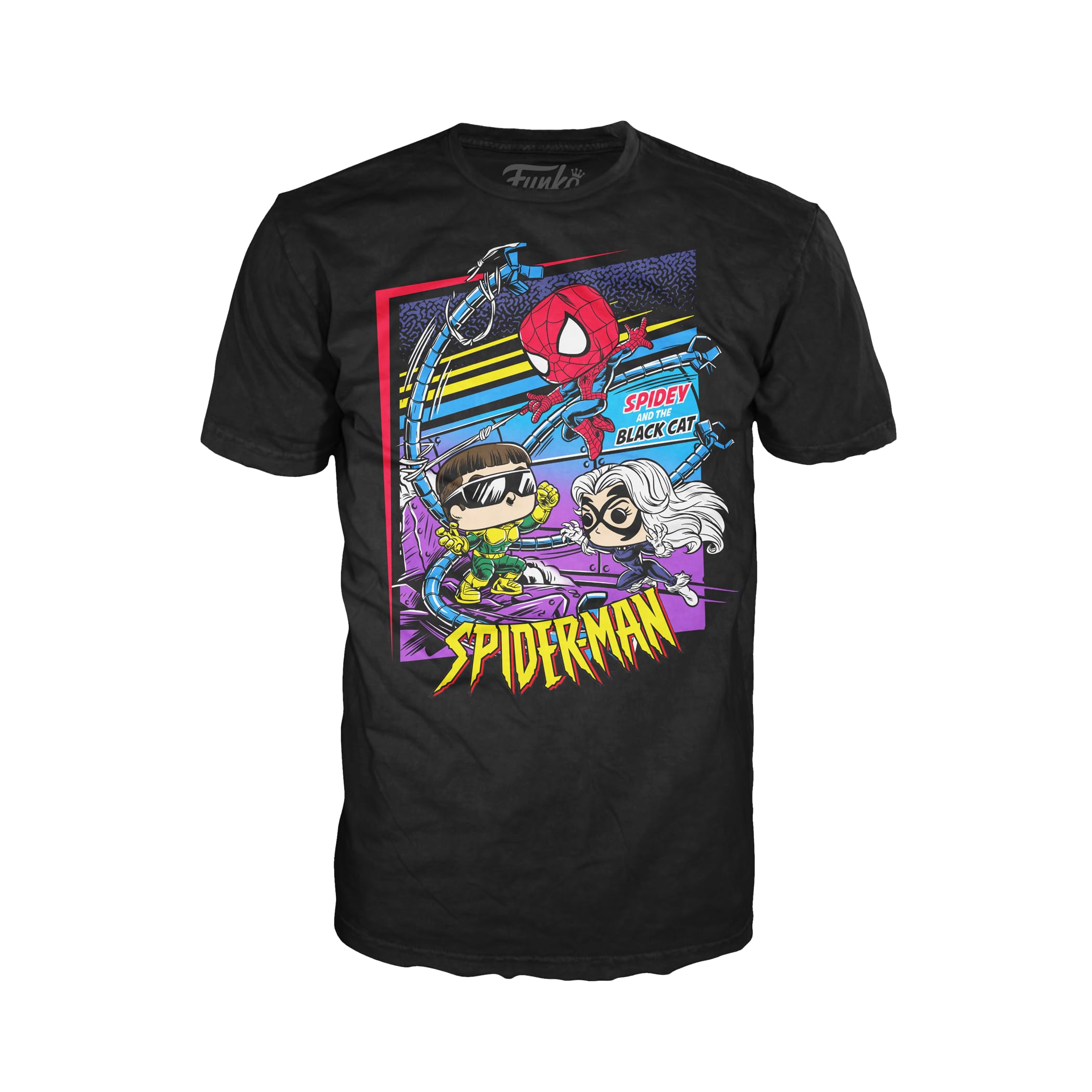 Funko Boxed Tee: Marvel - Spider-Man: Spidey Cat Doc - Large - (L) - T-Shirt - Clothes - Gift Idea - Short Sleeve Top for Adults Unisex Men and Women - Official Merchandise Fans Multicolour