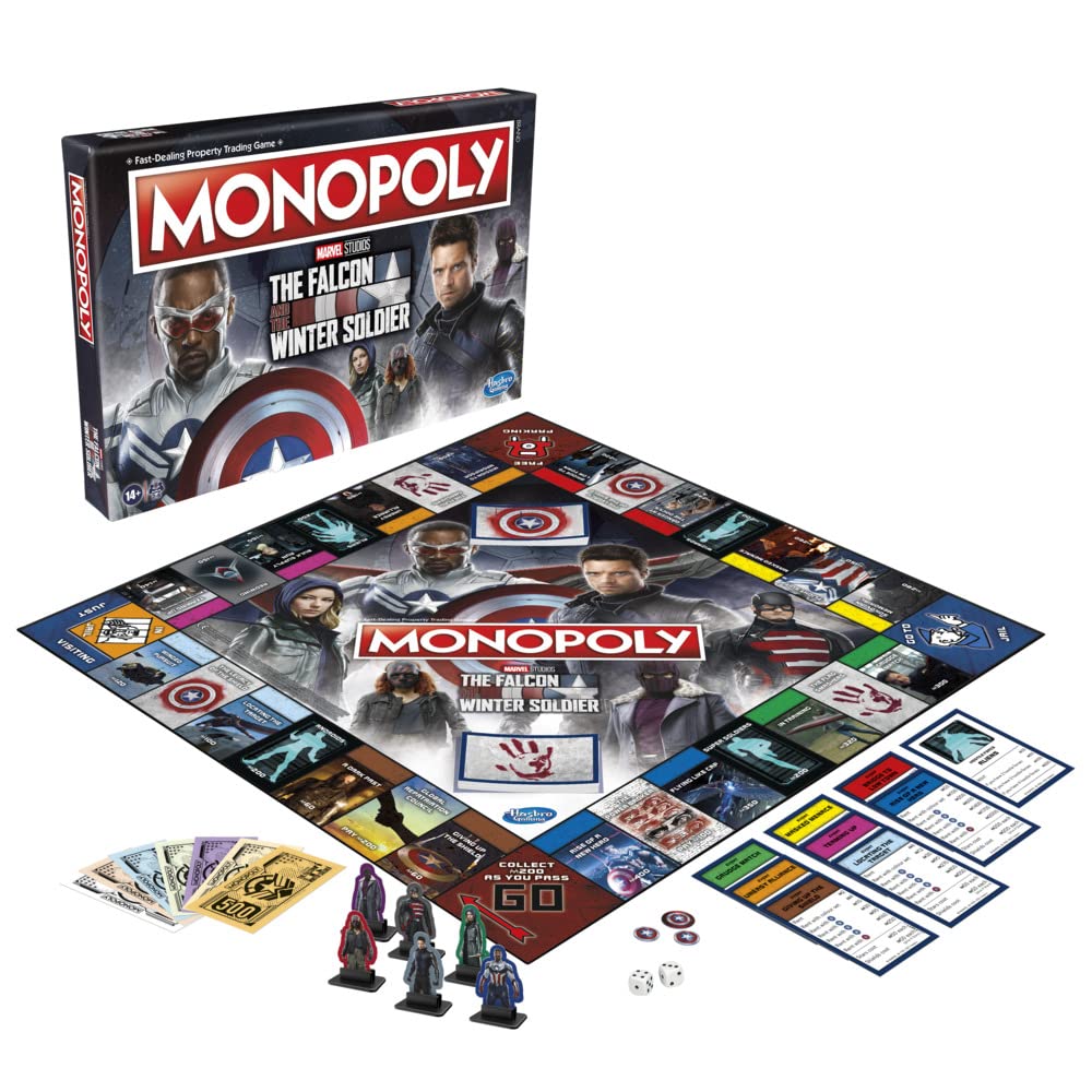 Monopoly: Marvel Studios' The Falcon and the Winter Soldier Edition Board Game for 2-6 Players for Ages 14 and Up, Multicolor