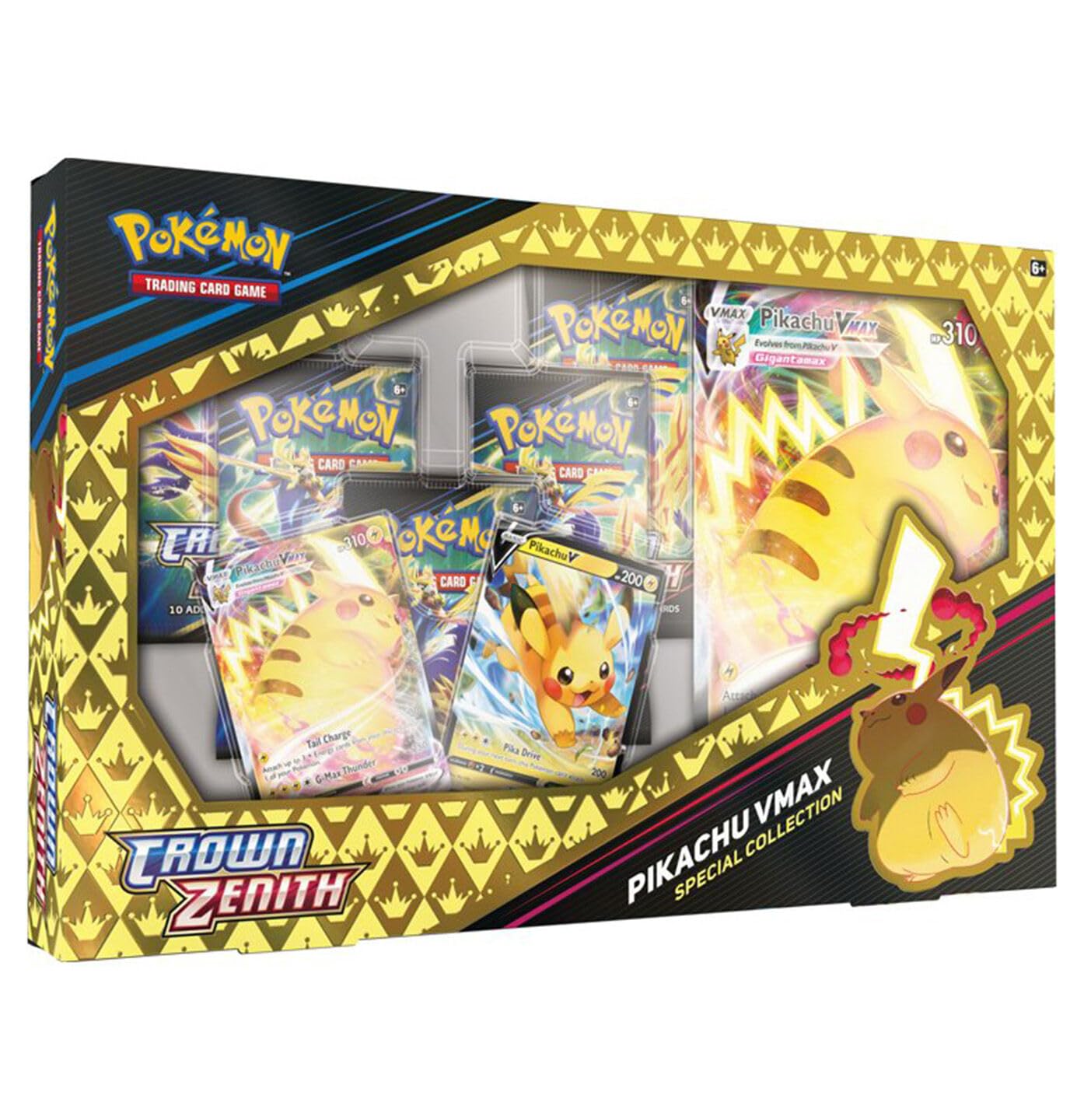 Pokémon TCG: Crown Zenith Special Collection – Pikachu VMAX (2 Etched Foil Promo Cards, 1 Foil Oversize Card & 5 Booster Packs) Multicolor