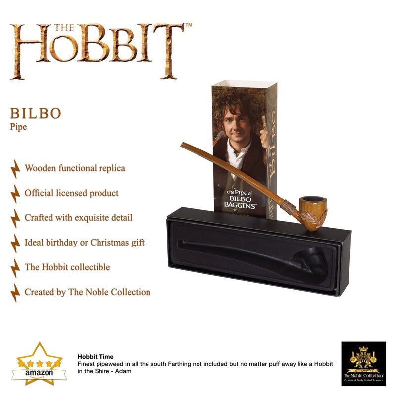 The Noble Collection The Hobbit Bilbo Baggins' Pipe - 9in (23cm) Functional Prop Replica Pipe - Officially Licensed Film Set Movie Props Replicas Gifts