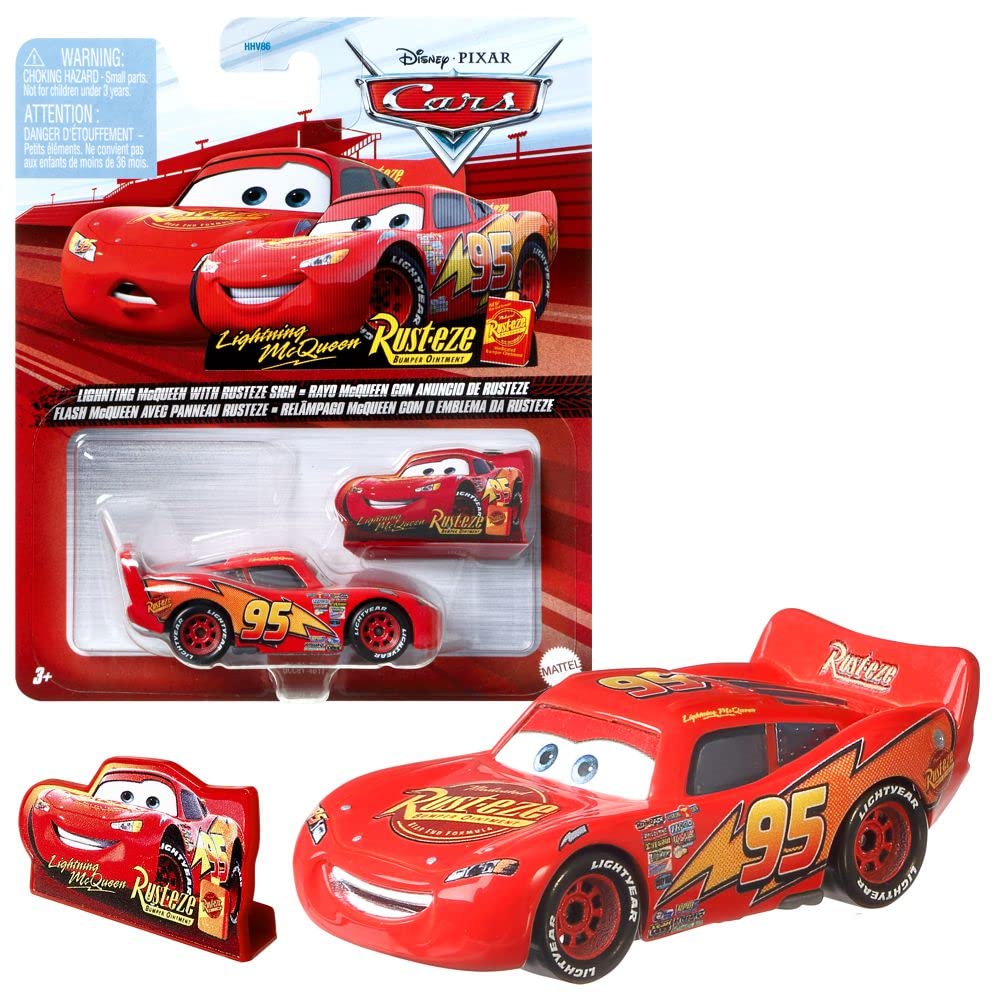 Mattel Selection Vehicles Racing Style Disney Cars Die Cast 1:55 Car, Type: Lightning McQueen Rust-Eze Sign, CDXV59