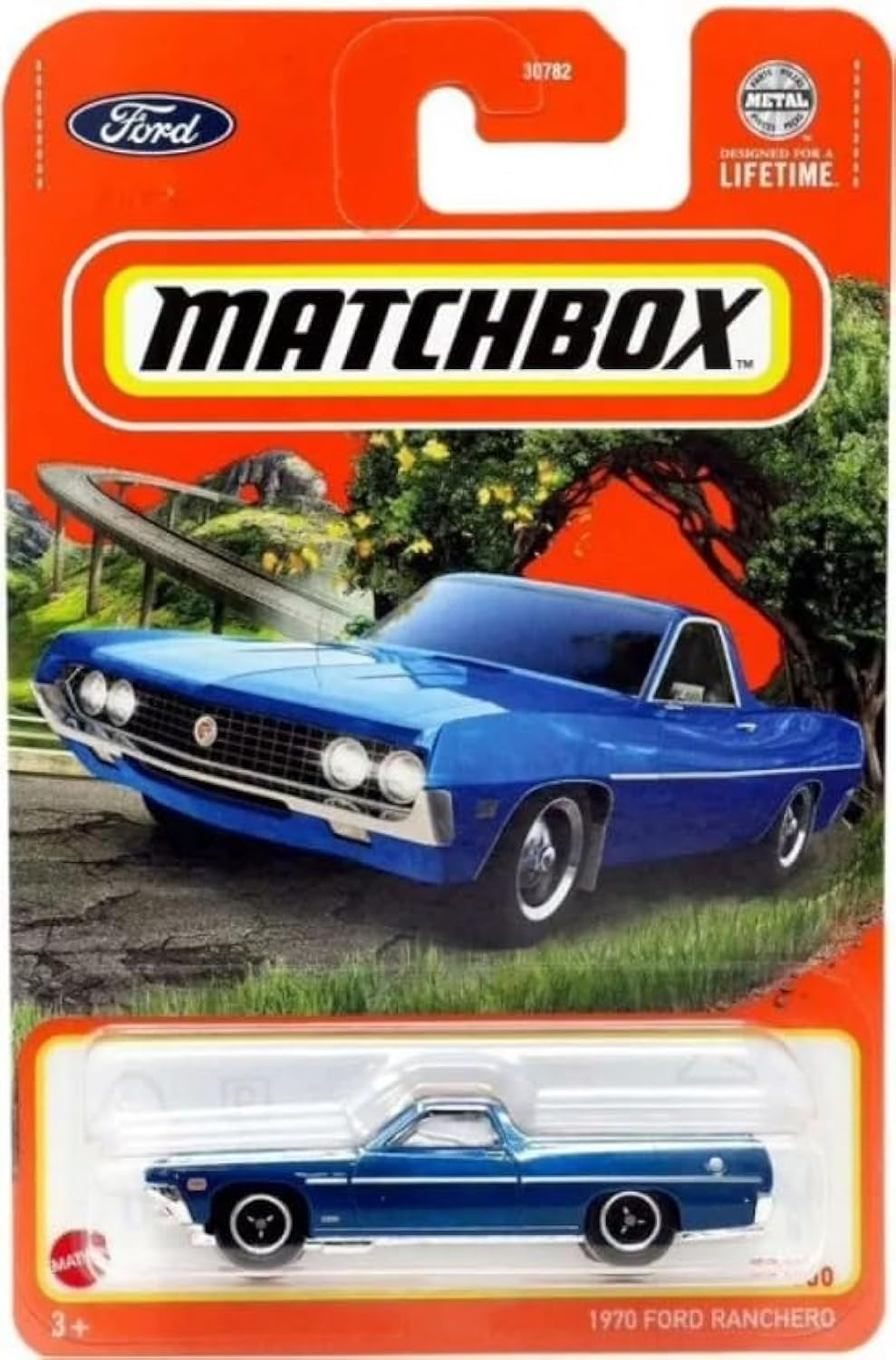 Matchbox 1970 Ford Ranchero, 1:64 Scale Die-Cast Vehicle, Blue, 83/100